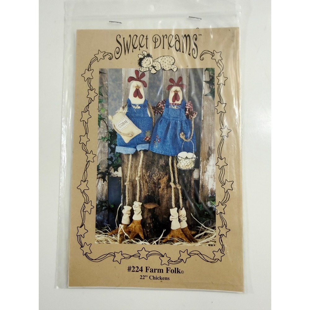 Sweet Dreams Sewing Pattern Unisex OS Brown Farm Folk #224 22" Chickens Dorothy